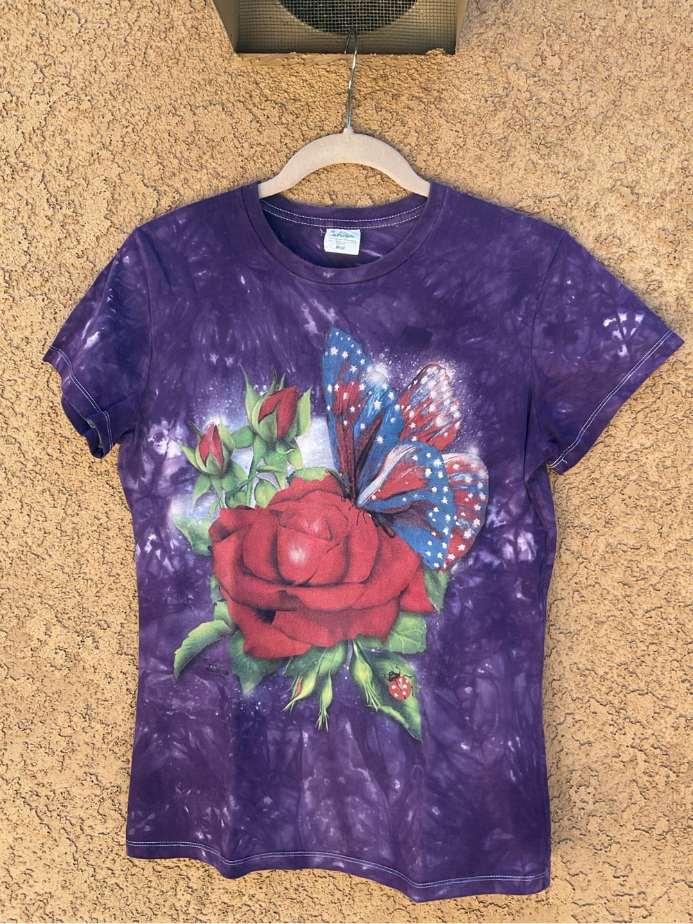 The Mountain Tie Dye T Shirt Women’s Medium Purple Rose Fairy Butterfly Whimsy
